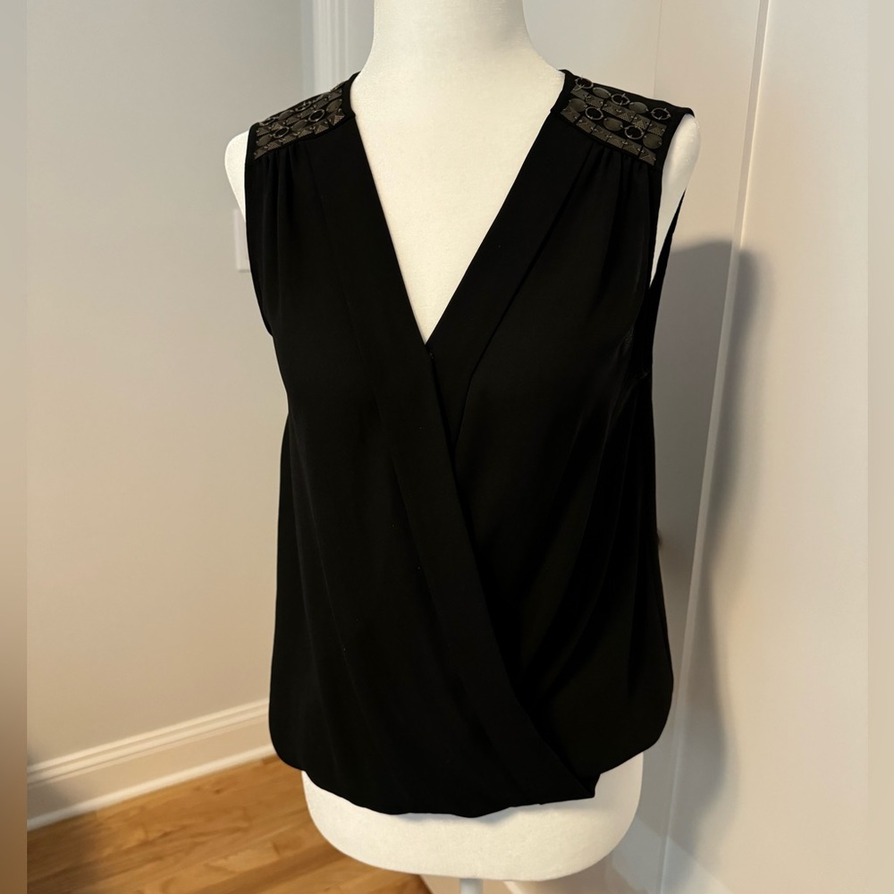 Ro & De sleeveless top with metal detailing, size S.